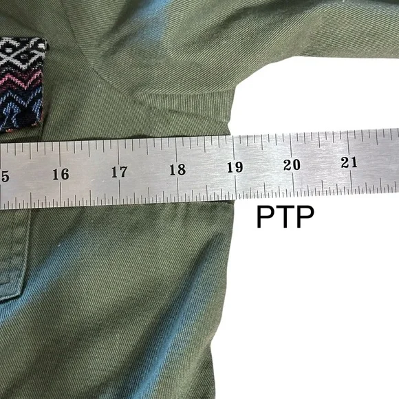 Modcloth Olive/ Army Green Utility Jacket with Patterned Accents Tag Size Medium - Picture 13 of 15